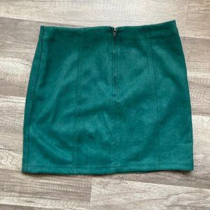 Green suede skirt